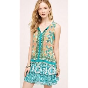 Anthropologie Hemant & Nandita Moana Silk Dress Womens Medium Silk Boho Colorful
